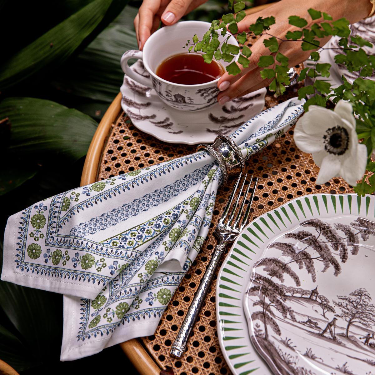 Green Classic Stripe Linen Napkin Set - Image 3
