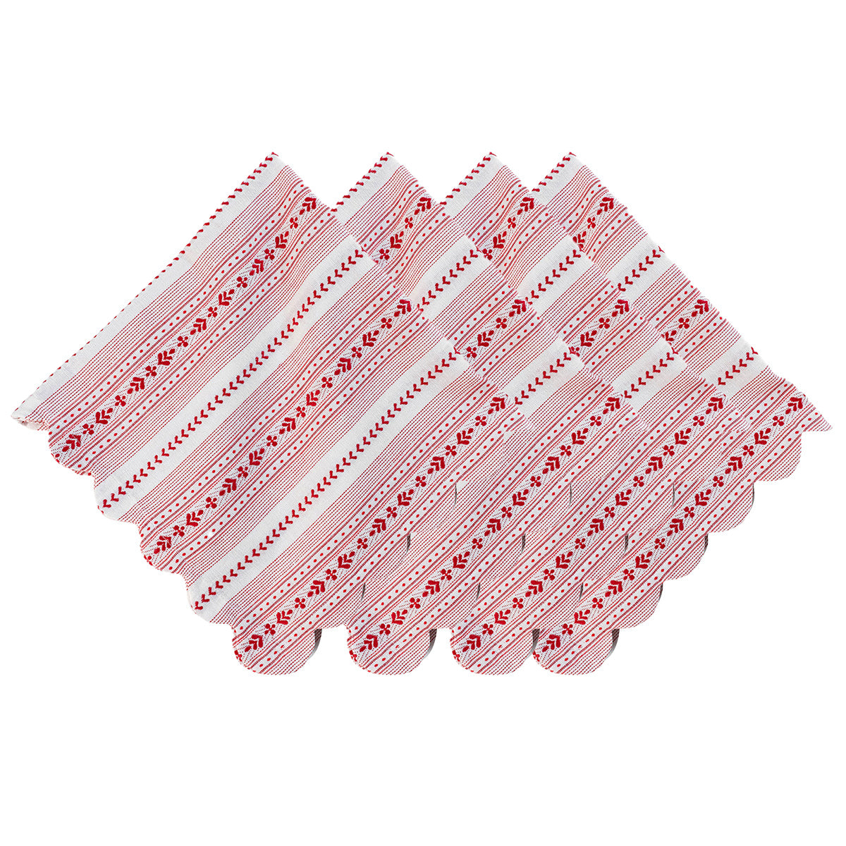 Red Classic Stripe Linen Napkin Set