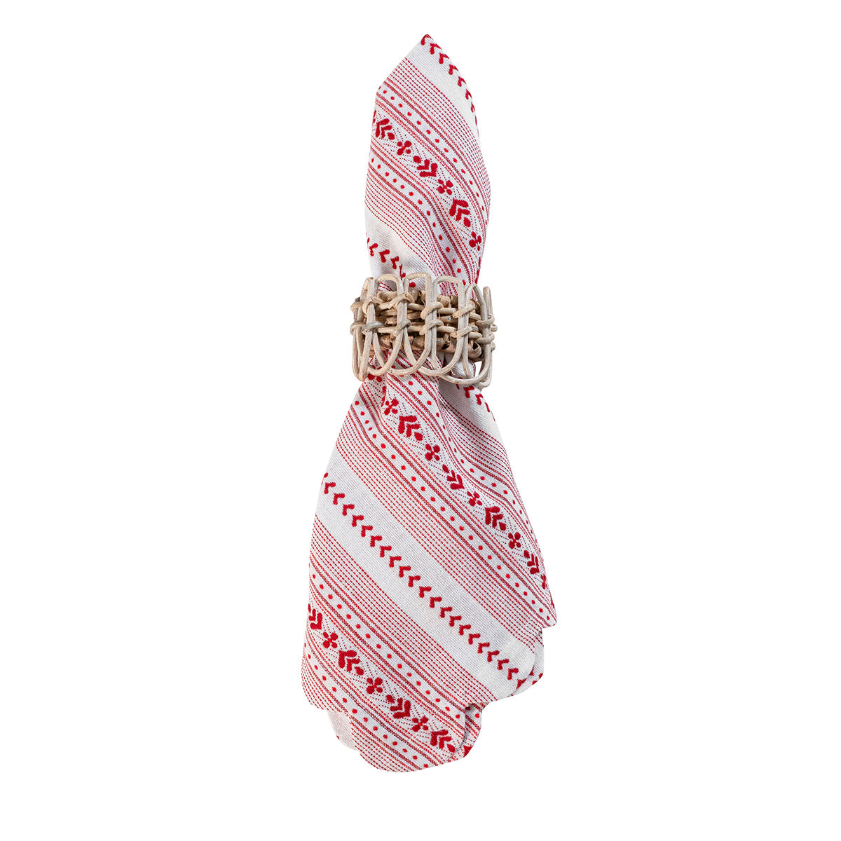 Red Classic Stripe Linen Napkin Set - Image 2