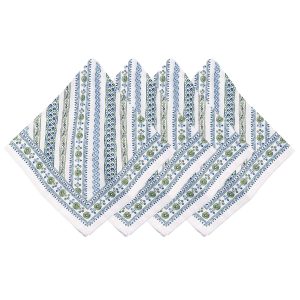 Green Classic Stripe Linen Napkin Set