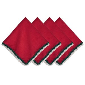 Evergreen Ruffled Edge Linen Napkin Set