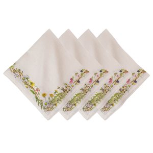 Multi Decorative Border Linen Napkin Set