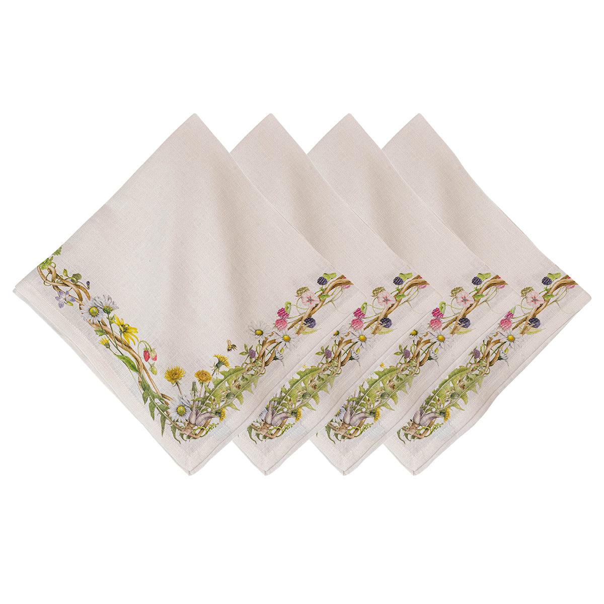 Multi Decorative Border Linen Napkin Set