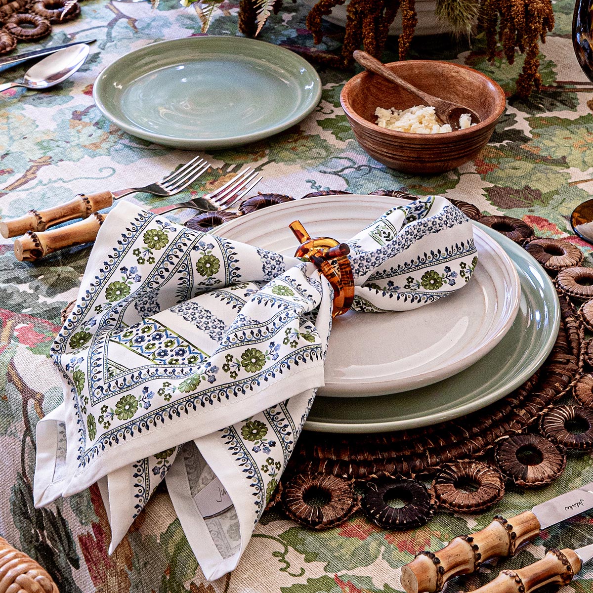 Green Classic Stripe Linen Napkin Set - Image 4