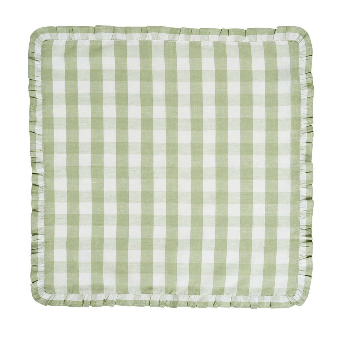 Seagrass Gingham Ruffle Linen Napkin Set - Image 3