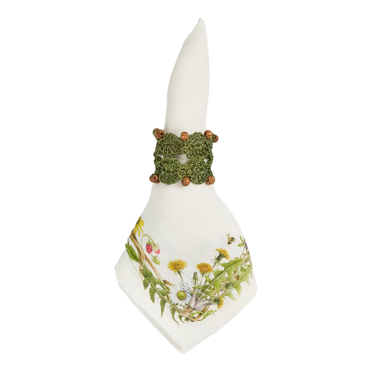 Multi Decorative Border Linen Napkin Set - Image 2