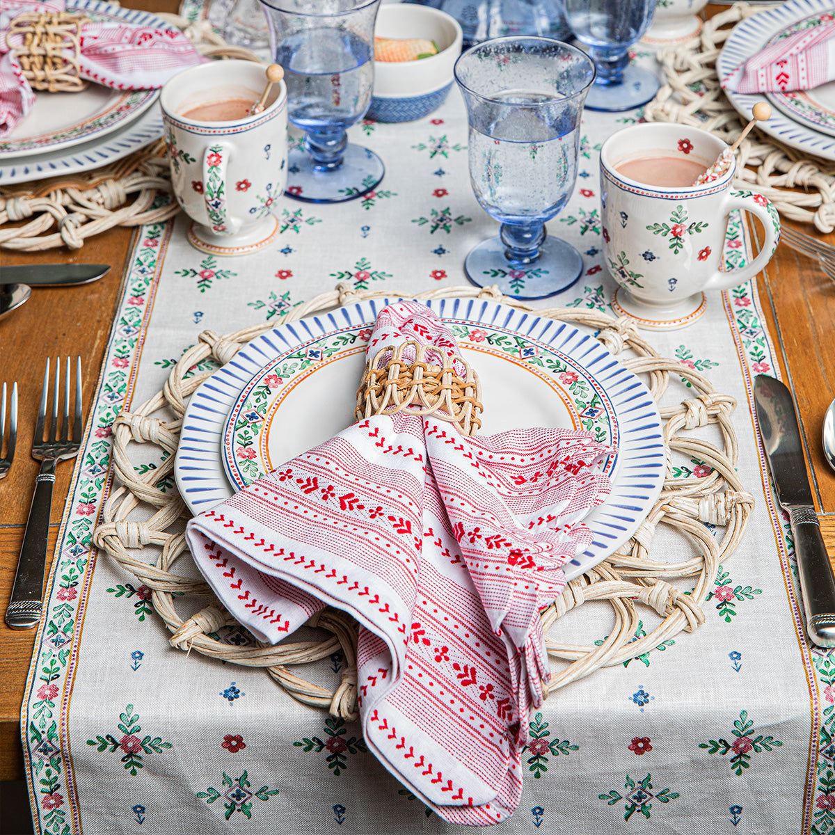Red Classic Stripe Linen Napkin Set - Image 4