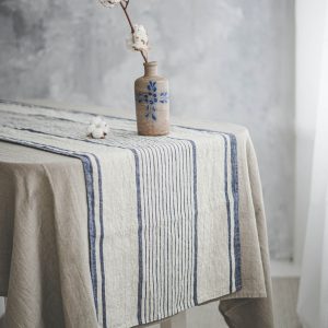 Natural Striped Linen Table Runner
