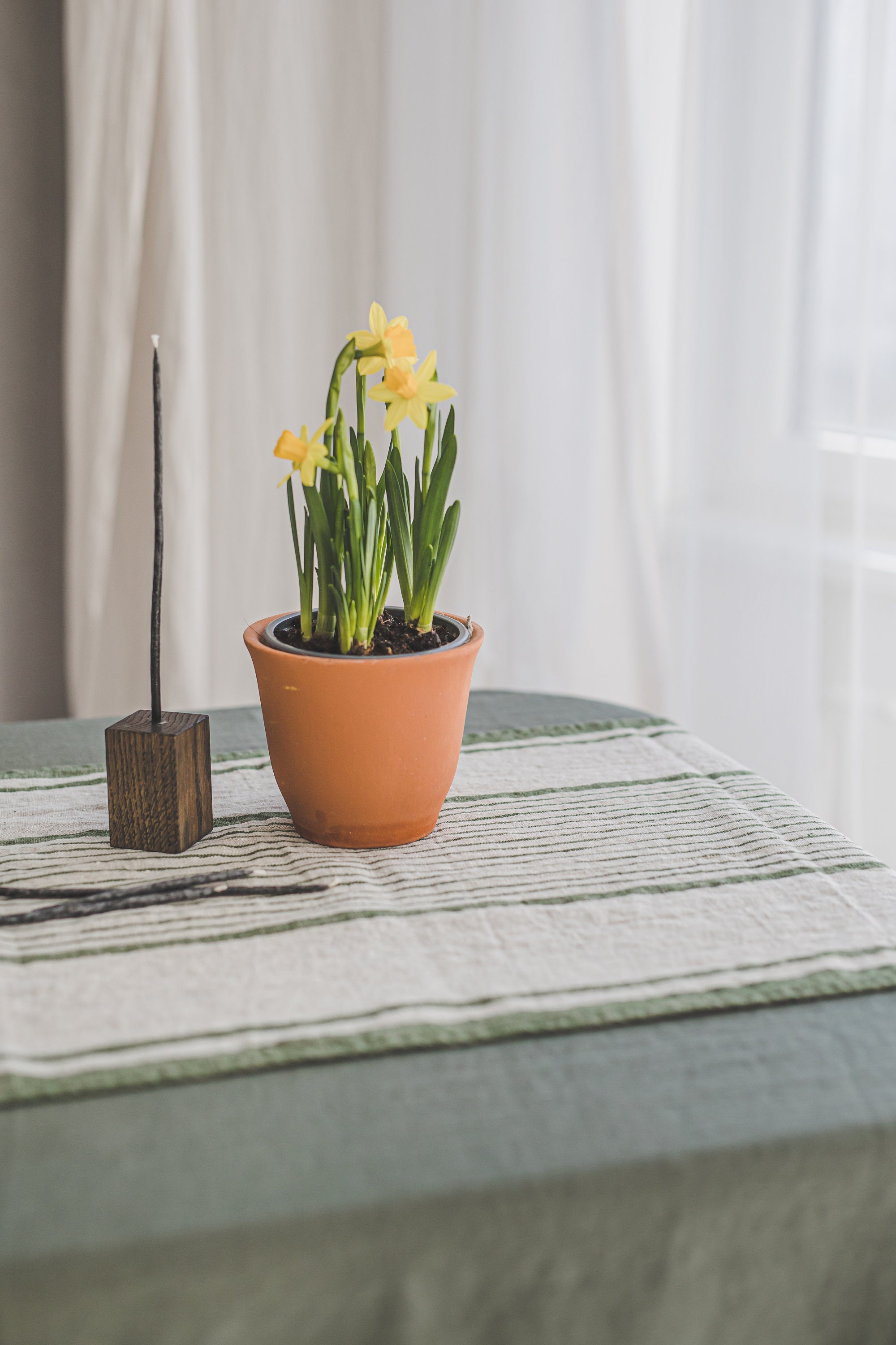 Natural Striped Linen Table Runner - Image 7