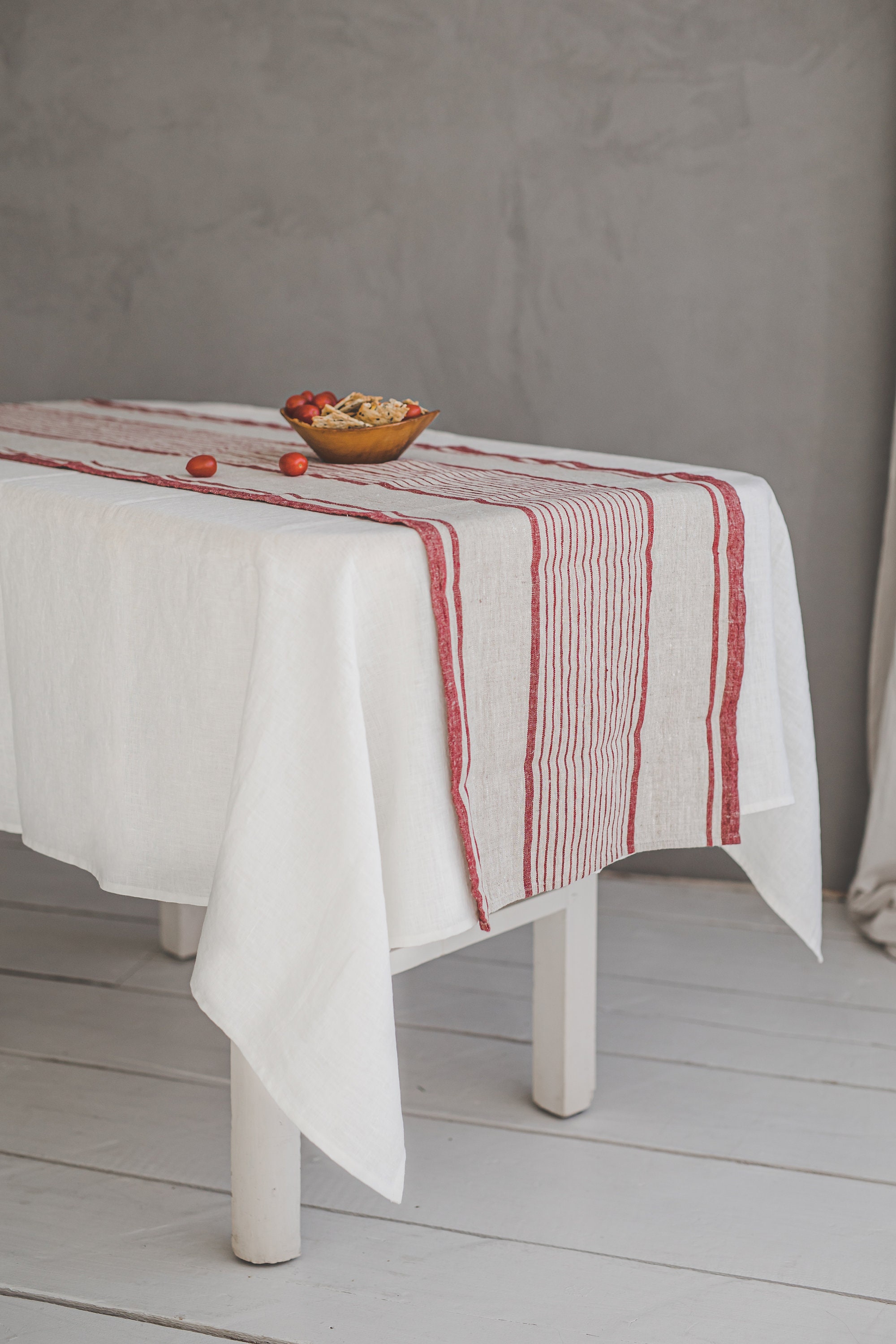 Natural Striped Linen Table Runner - Image 3