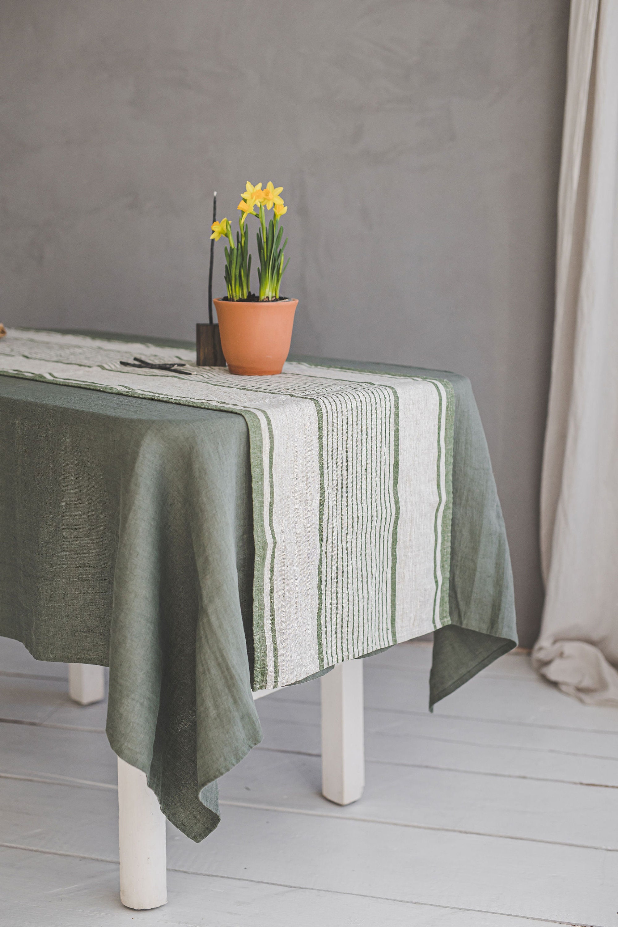 Natural Striped Linen Table Runner - Image 6