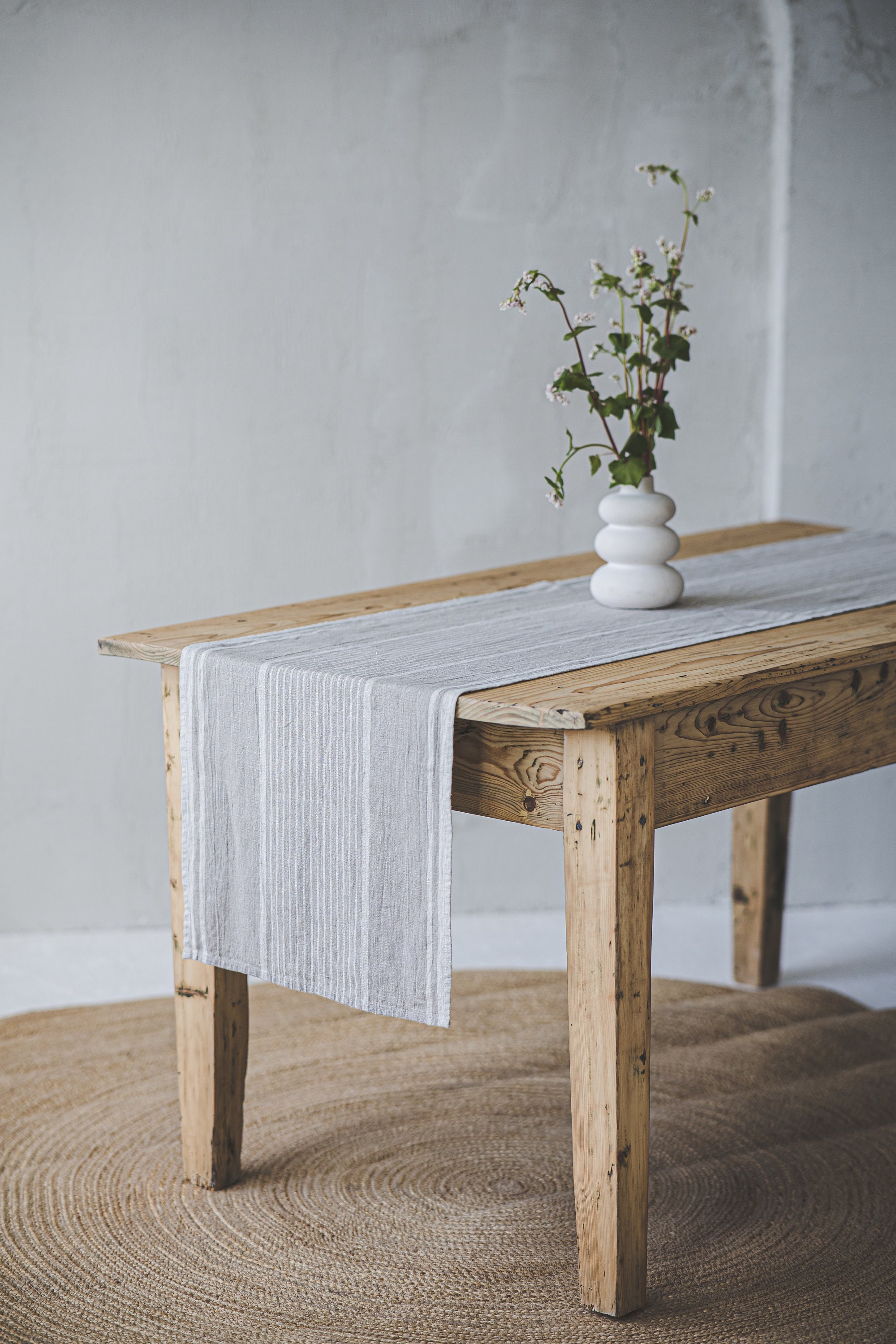 Natural Striped Linen Table Runner - Image 8