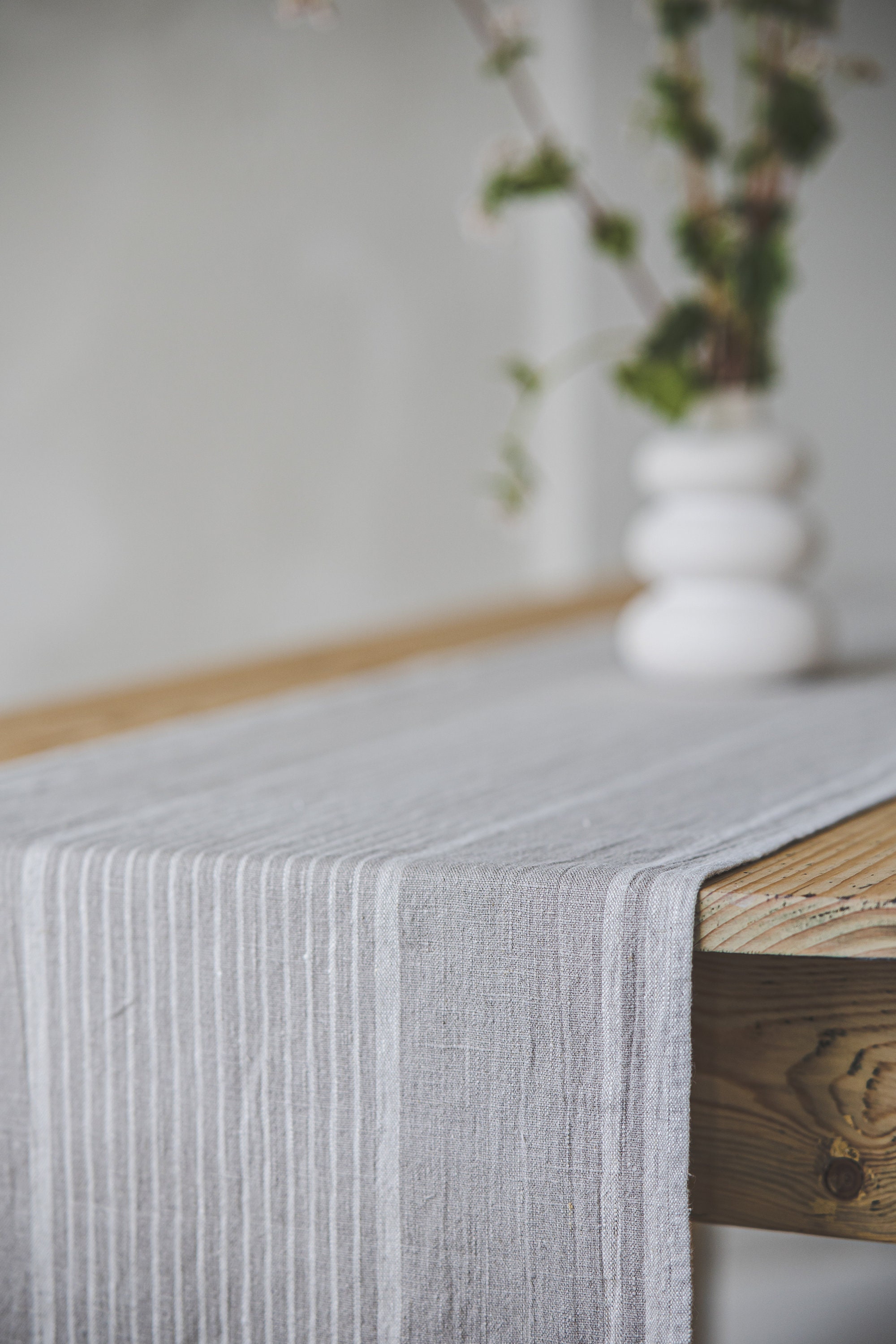 Natural Striped Linen Table Runner - Image 9