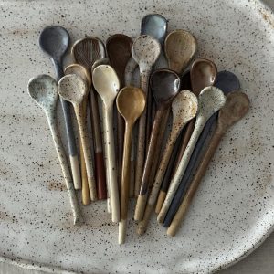 ceramic tea spoons, pottery rustic spoons , cozy kitchen gift for her