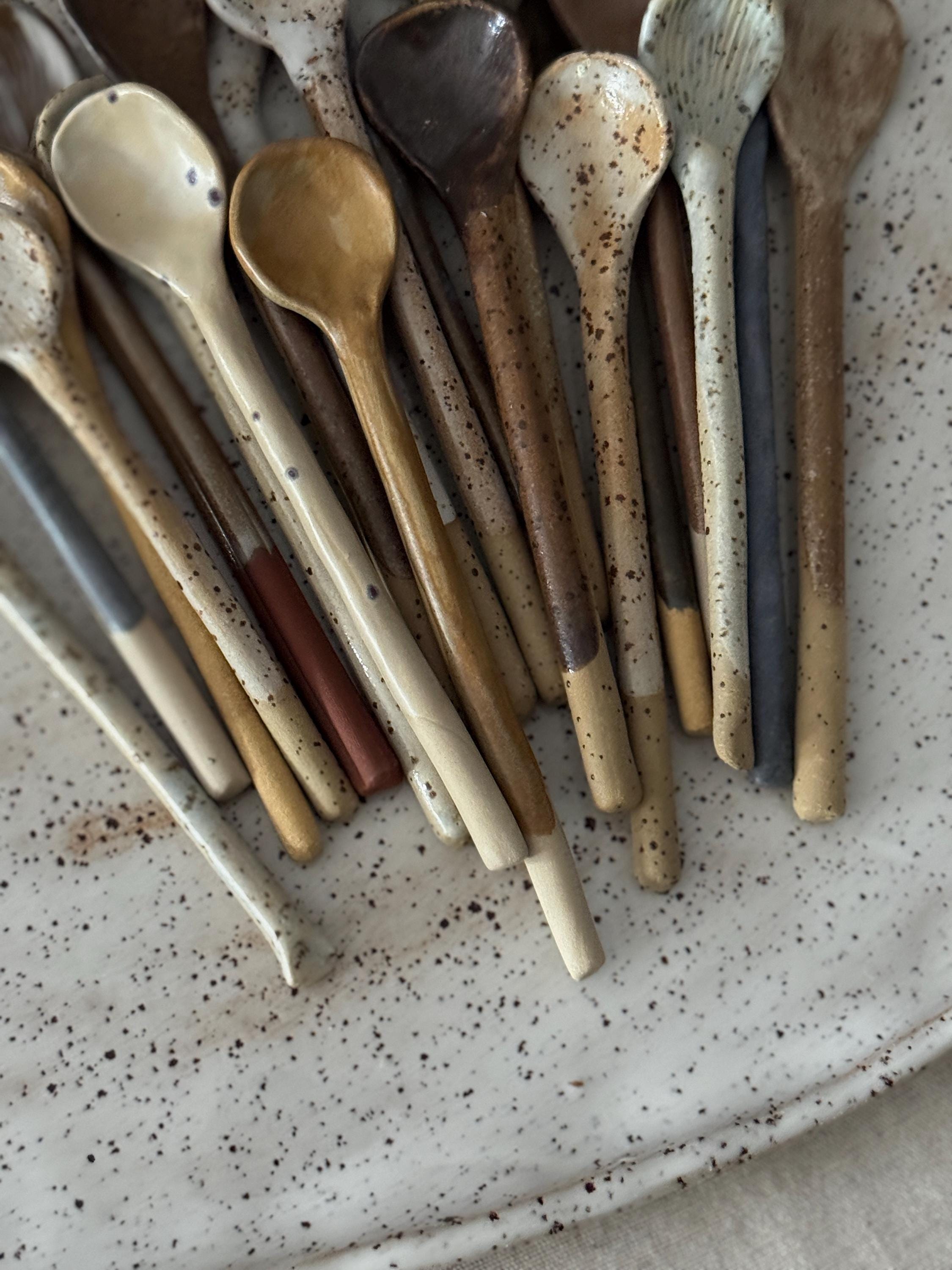 ceramic tea spoons, pottery rustic spoons , cozy kitchen gift for her - Image 12