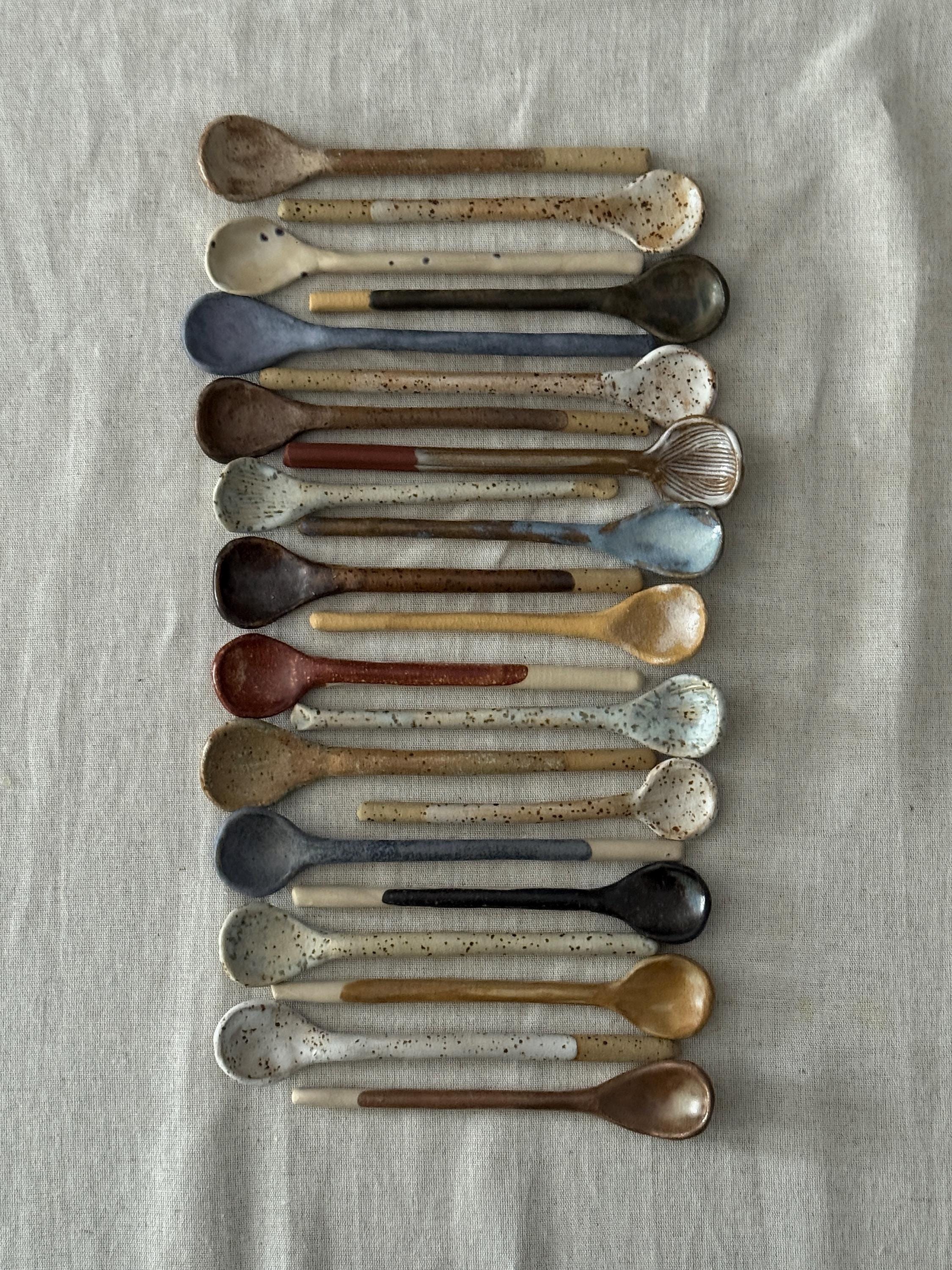 ceramic tea spoons, pottery rustic spoons , cozy kitchen gift for her - Image 3