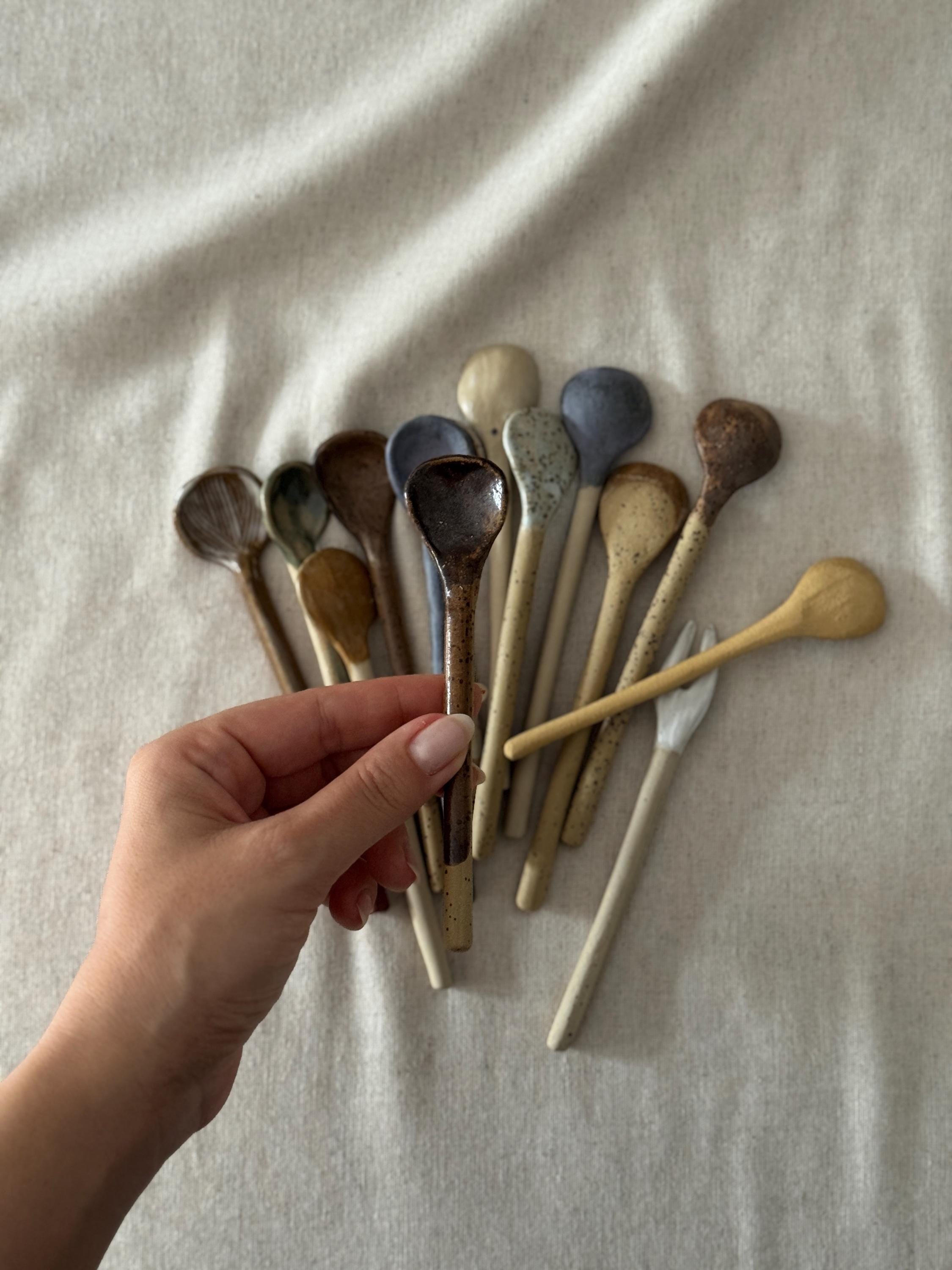 ceramic tea spoons, pottery rustic spoons , cozy kitchen gift for her - Image 13