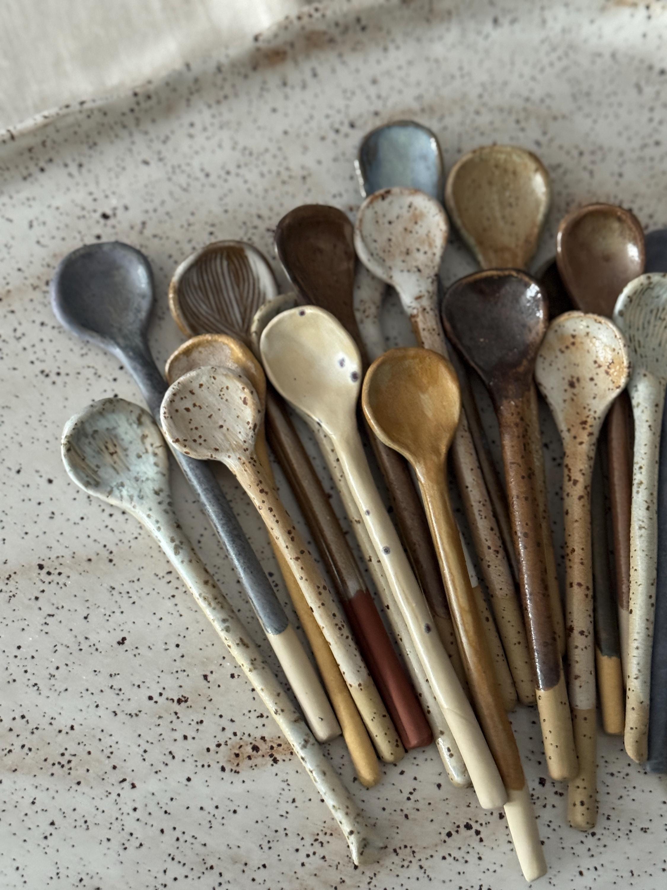 ceramic tea spoons, pottery rustic spoons , cozy kitchen gift for her - Image 2