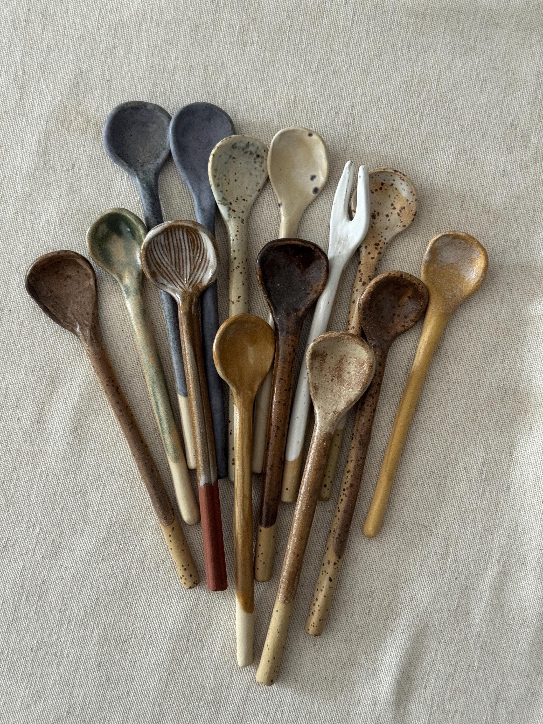 ceramic tea spoons, pottery rustic spoons , cozy kitchen gift for her - Image 11