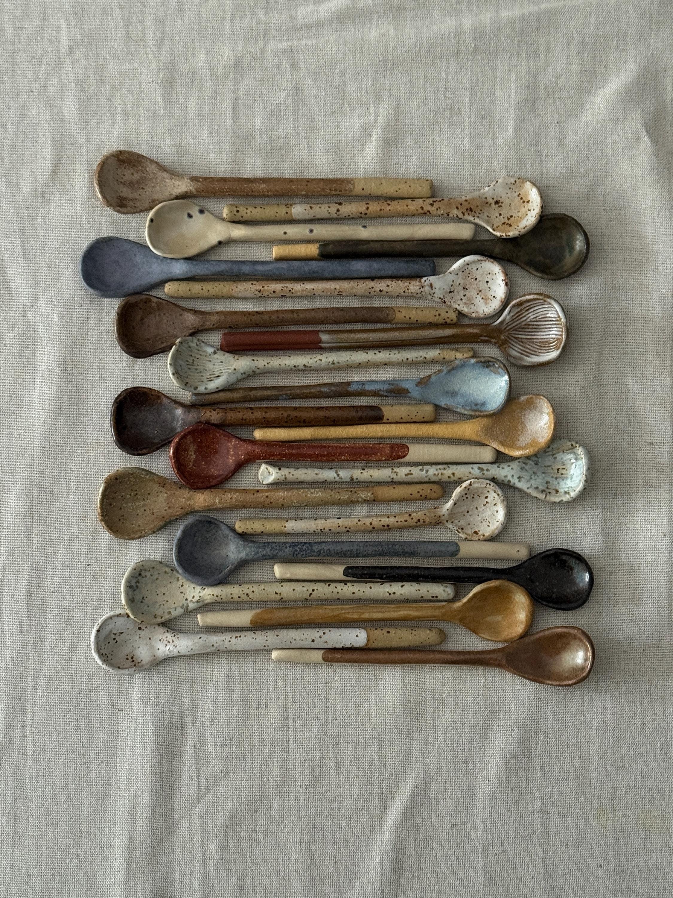 ceramic tea spoons, pottery rustic spoons , cozy kitchen gift for her - Image 9