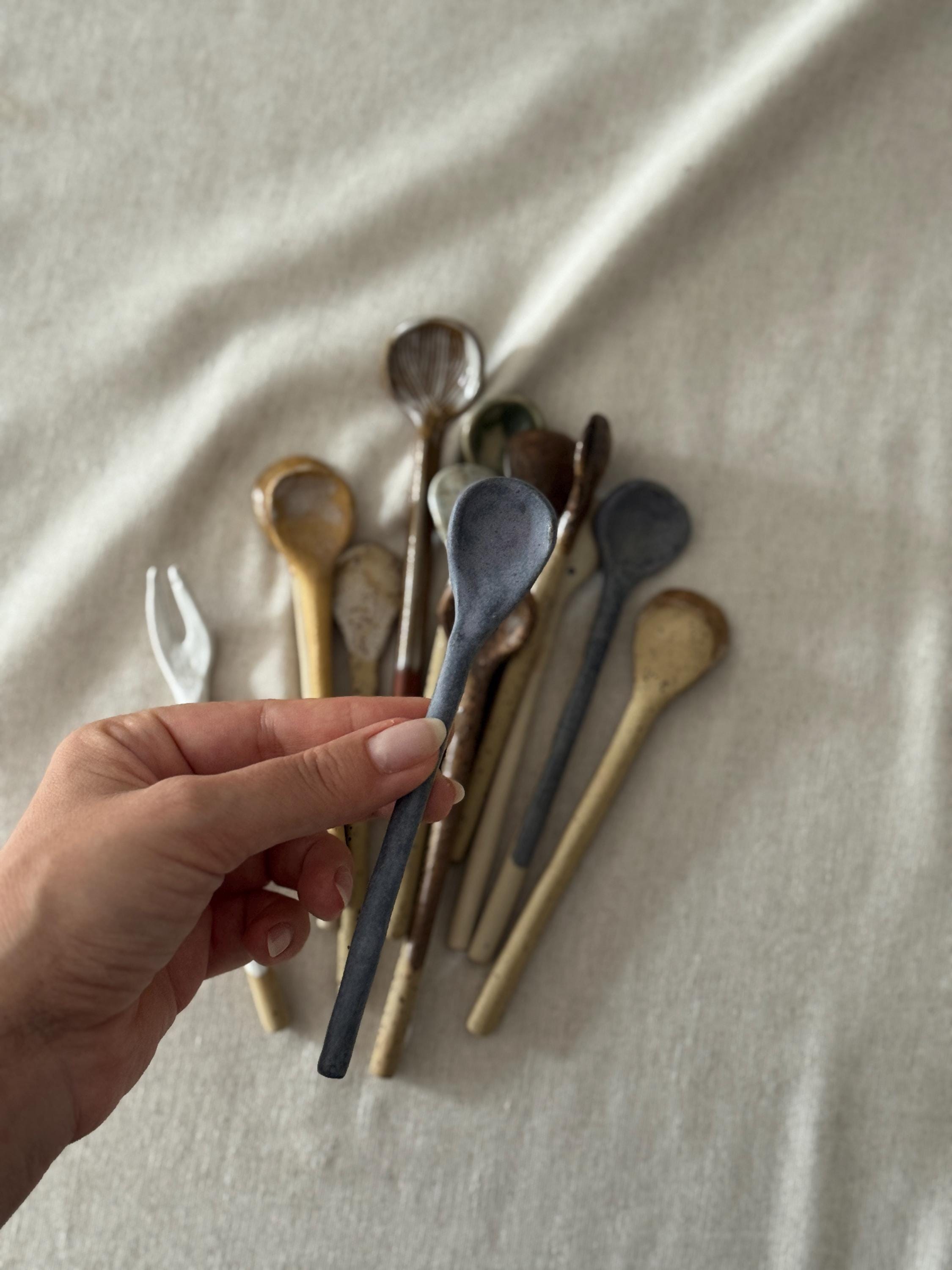 ceramic tea spoons, pottery rustic spoons , cozy kitchen gift for her - Image 14