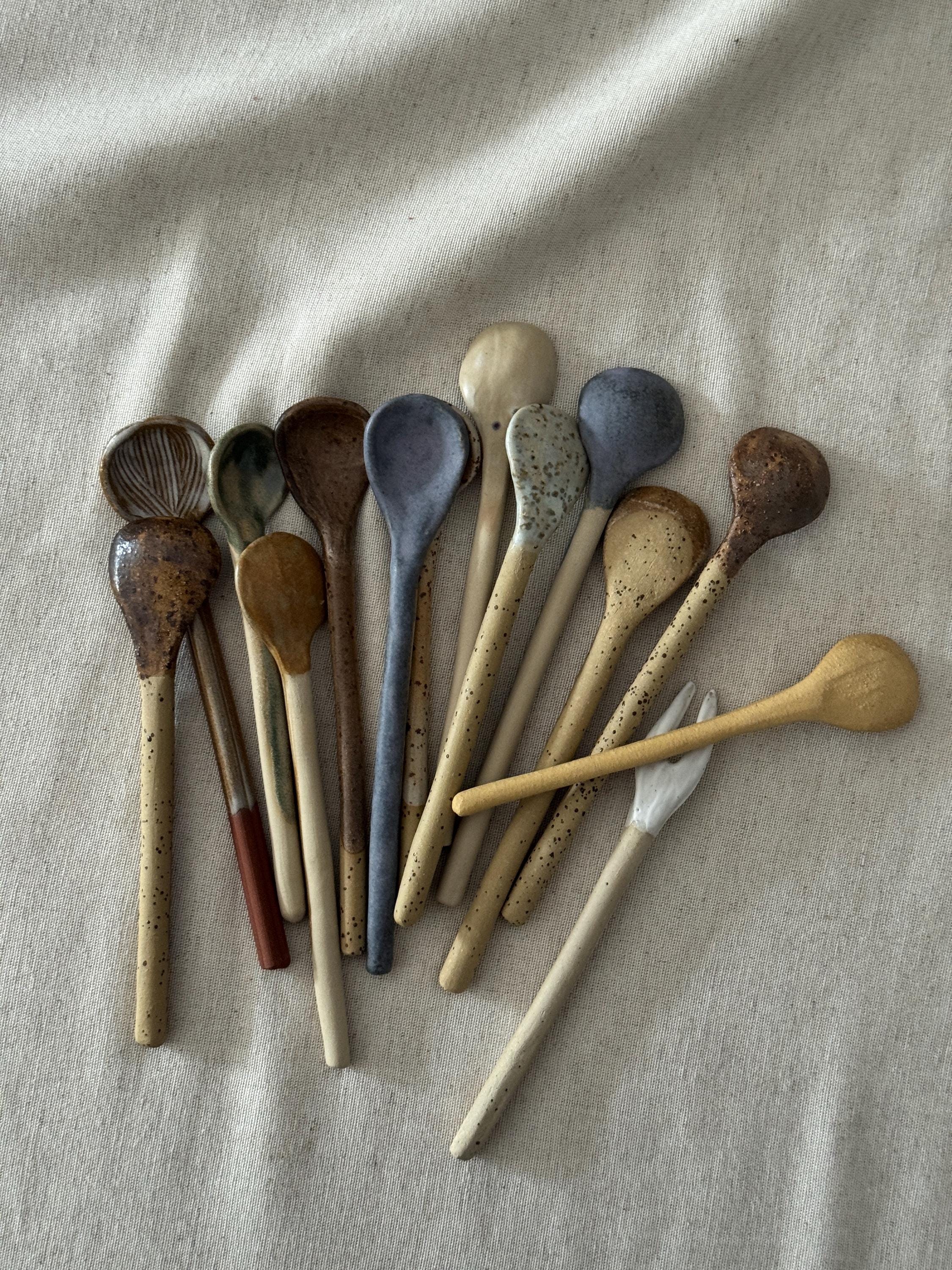 ceramic tea spoons, pottery rustic spoons , cozy kitchen gift for her - Image 8