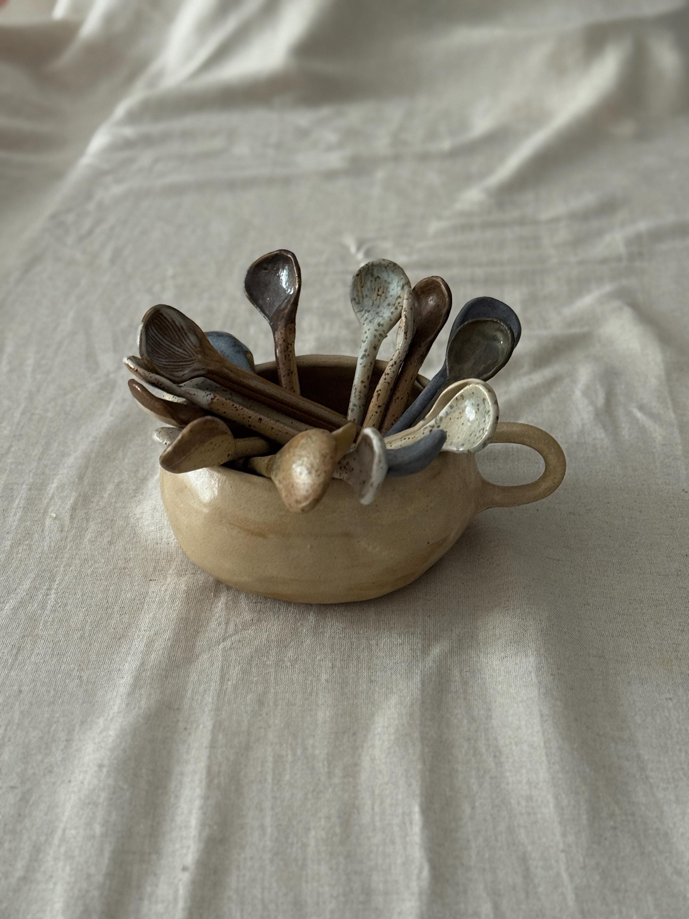ceramic tea spoons, pottery rustic spoons , cozy kitchen gift for her - Image 7