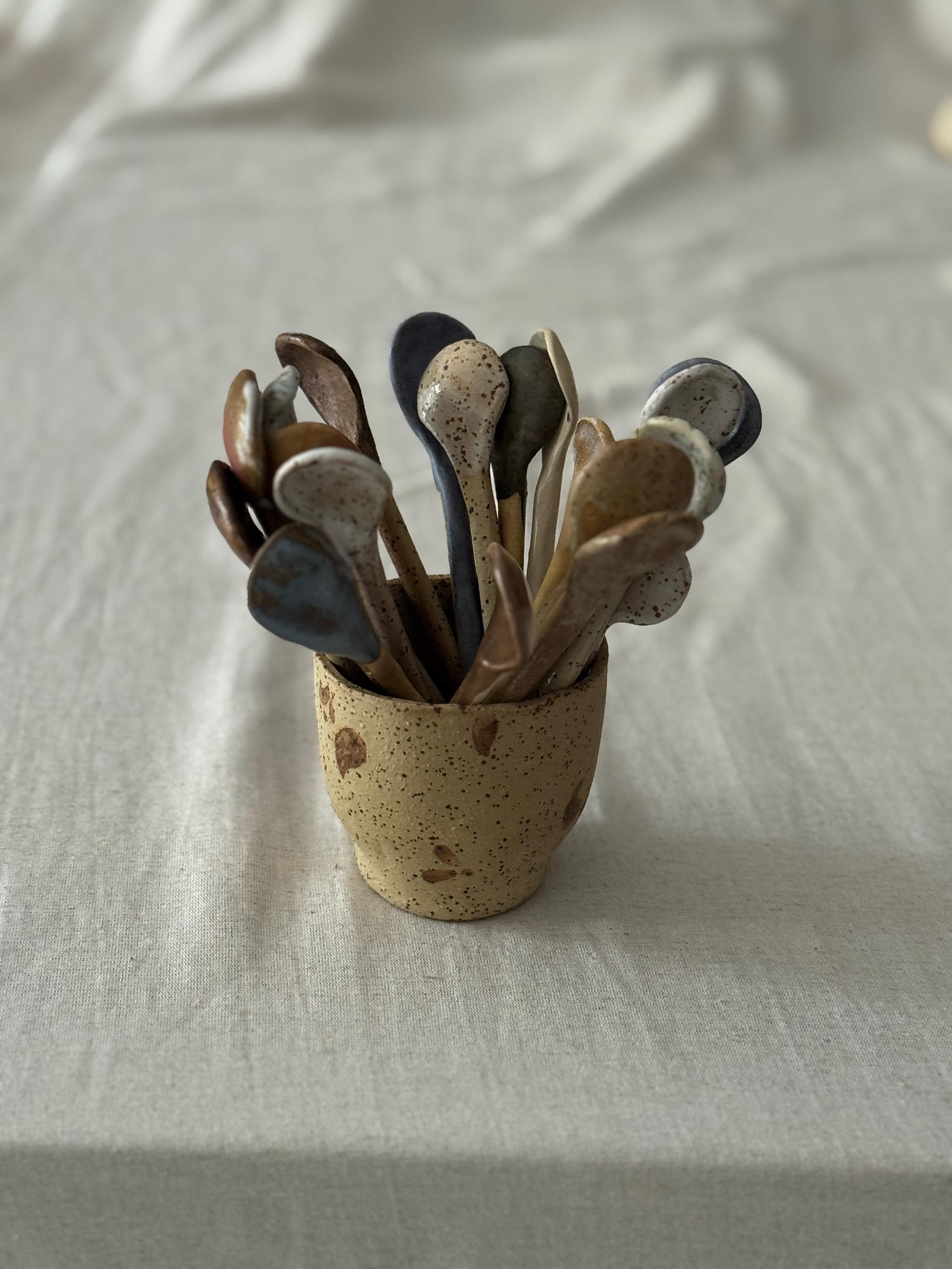 ceramic tea spoons, pottery rustic spoons , cozy kitchen gift for her - Image 15