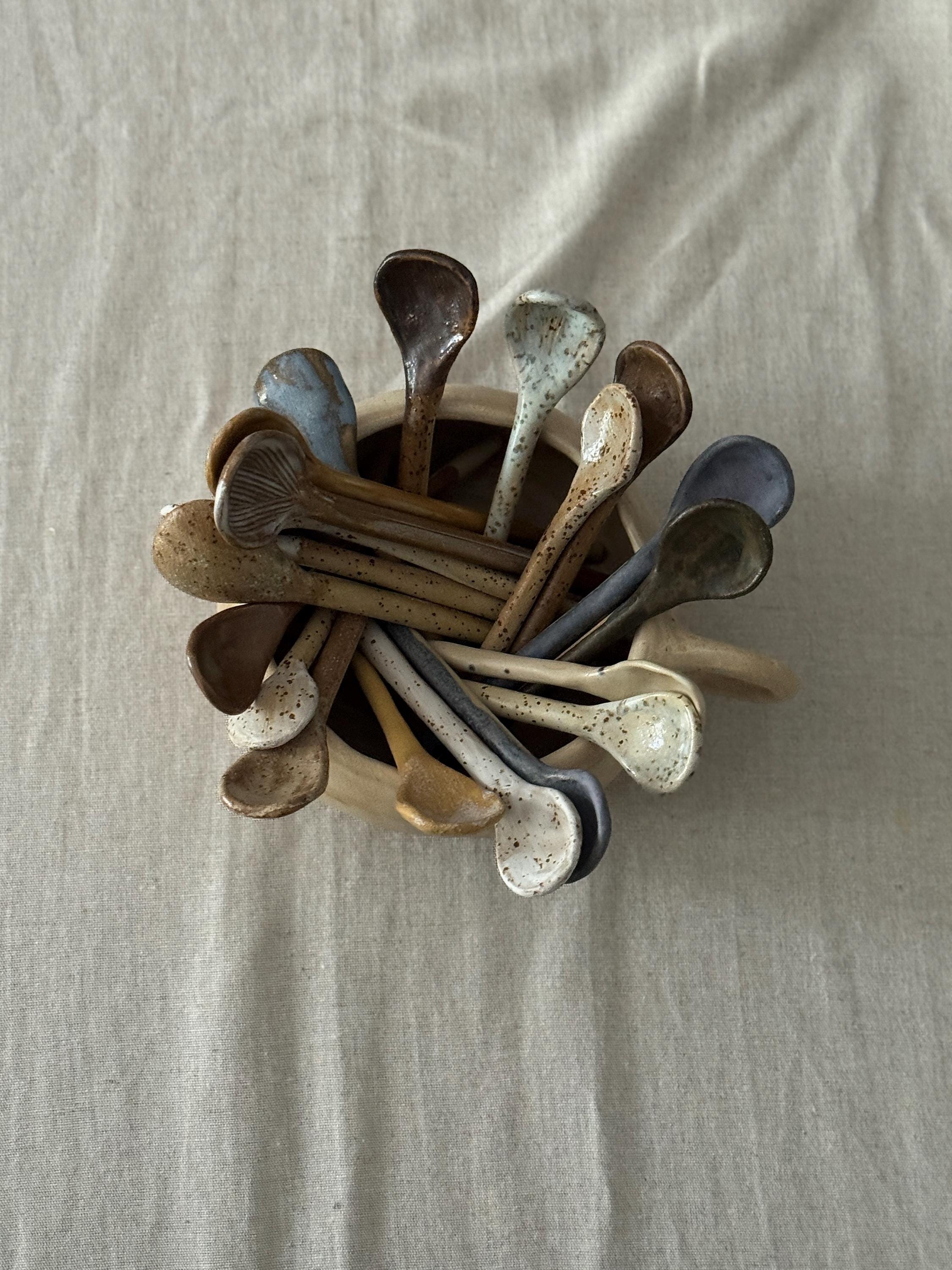 ceramic tea spoons, pottery rustic spoons , cozy kitchen gift for her - Image 10
