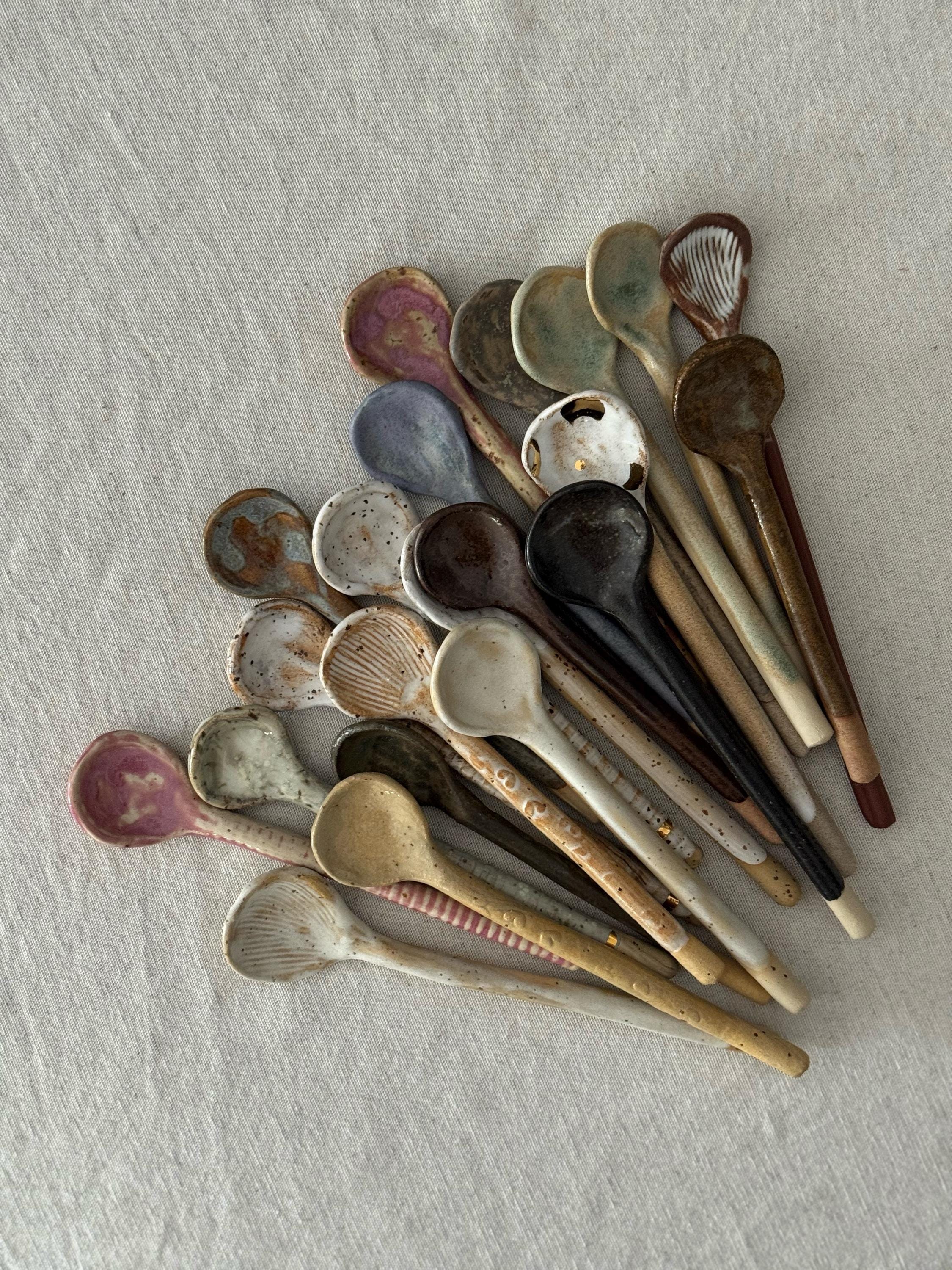 ceramic tea spoons, pottery rustic spoons , cozy kitchen gift for her - Image 17