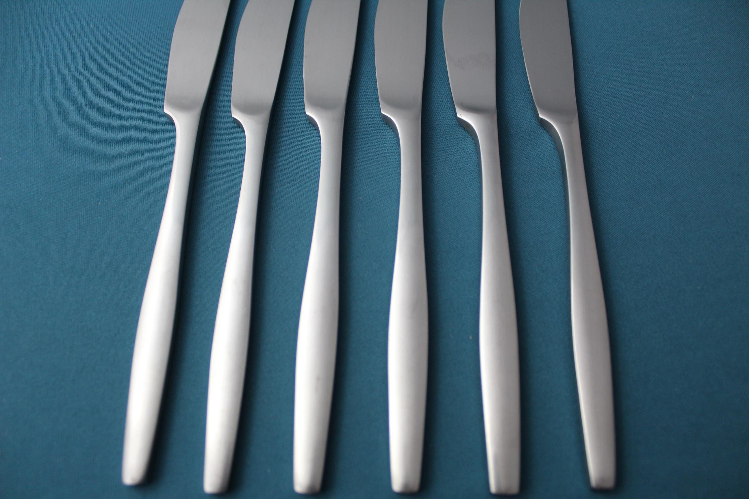 6 Dinner Knives VARIATION V Satin Stainless Finland 8 1/2" - Image 5