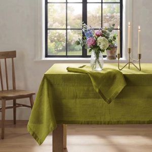 Refined Green Linen Tablecloth