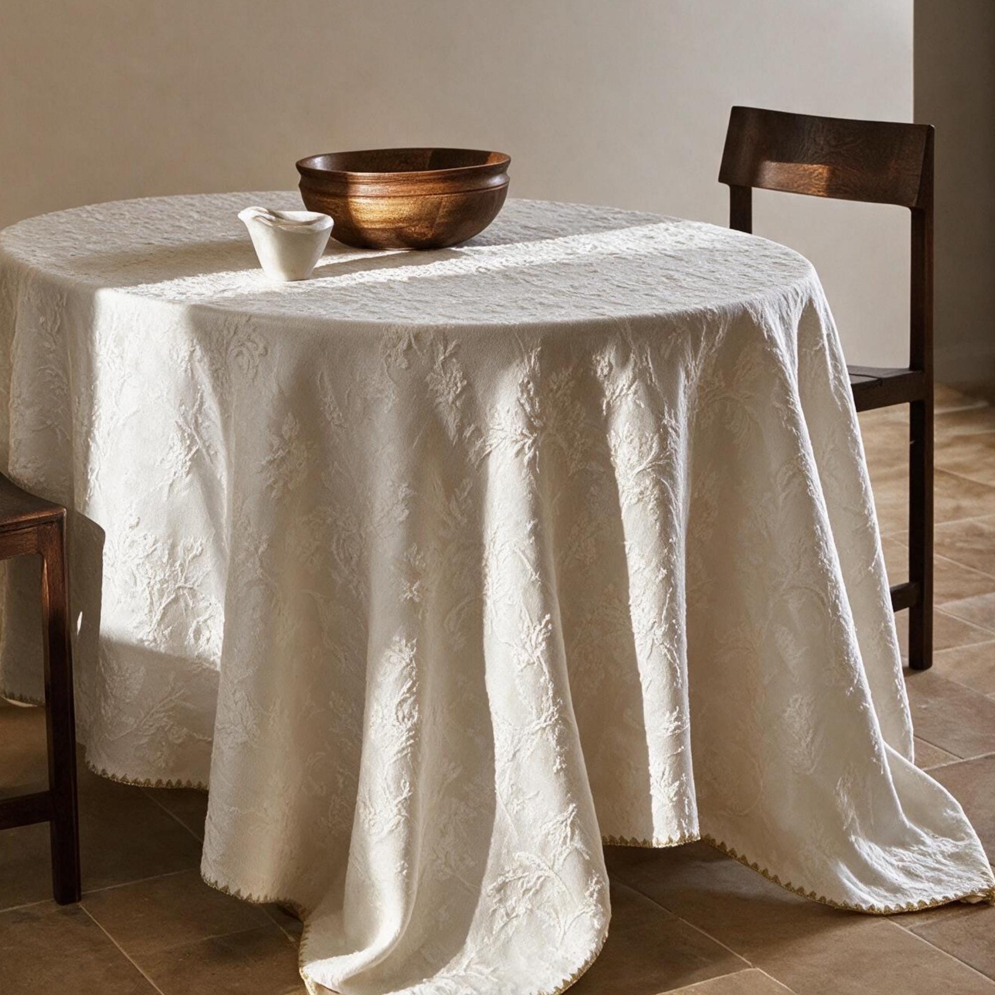 Floral Jacquard Tablecloth, Woven Vine Table Cloth, Elegant Dining Table Cover, Size - Image 4