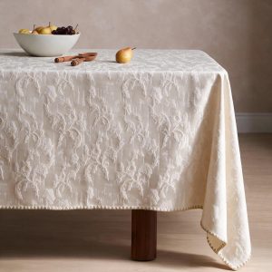 Floral Jacquard Tablecloth, Woven Vine Table Cloth, Elegant Dining Table Cover, Size