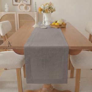 Gray Linen Table Runner