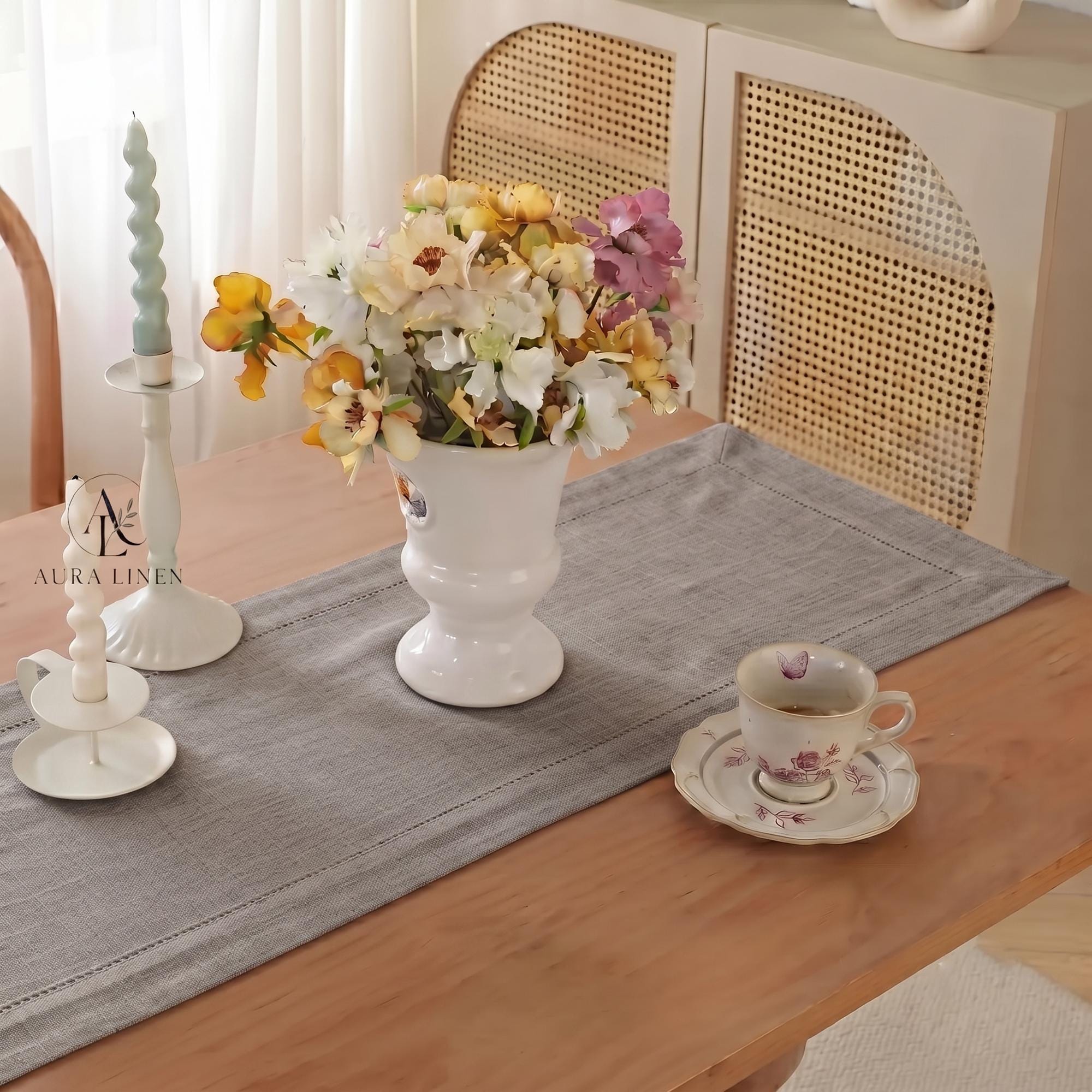 Gray Linen Table Runner - Image 2