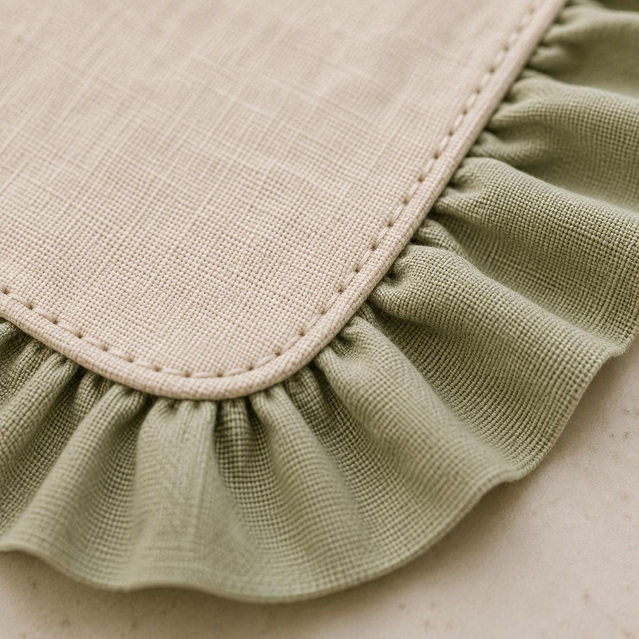 7 Piece Ruffled Table Runner Set, Placemats, Farmhouse Table Decor, Dining Table Linens - Image 8