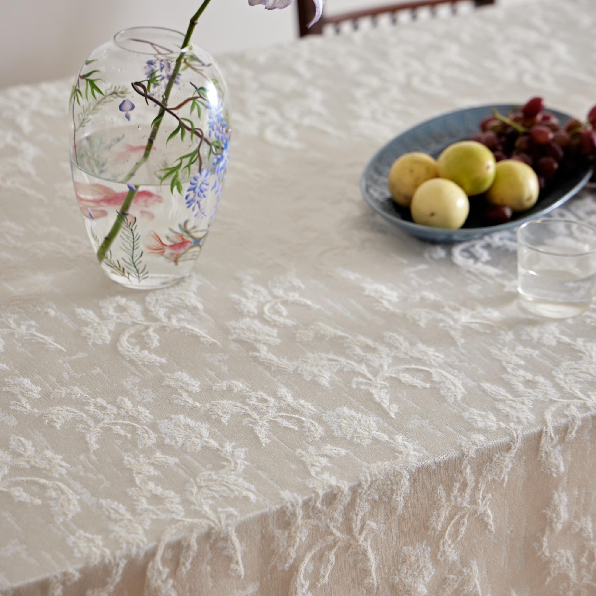 Floral Jacquard Tablecloth, Woven Vine Table Cloth, Elegant Dining Table Cover, Size - Image 11