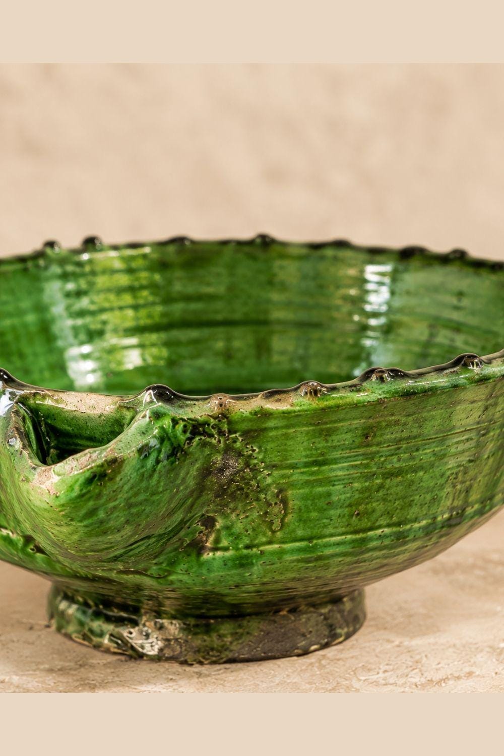 Tamegroute Green Ceramic Serving Bowl with Handles, 12 Inch - Image 5
