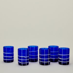 Cobalt Windowpane Textured Tumbler Set